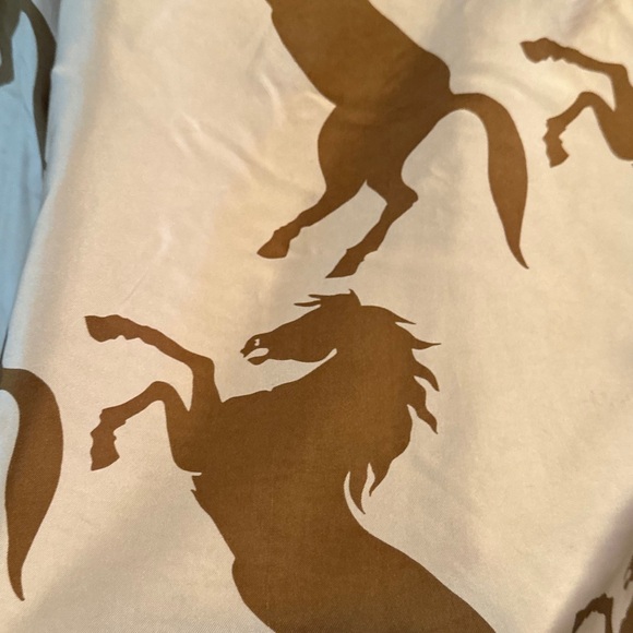 100% Silk Horse Print Long Sleeve Shirt Pink + Brown | Y2K Designer - Picture 5 of 12